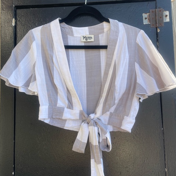 Show Me Your Mumu Arie Top Grey Bengal Stripe - Picture 4 of 4